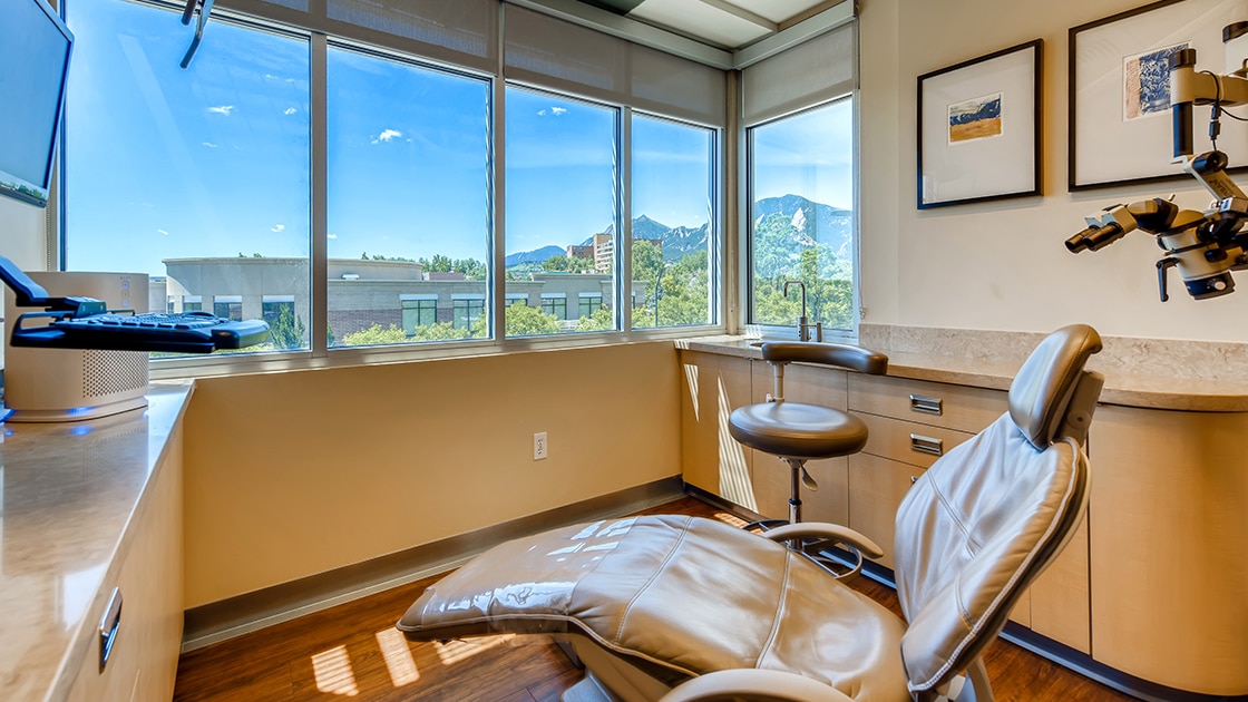 dental chair in exam room